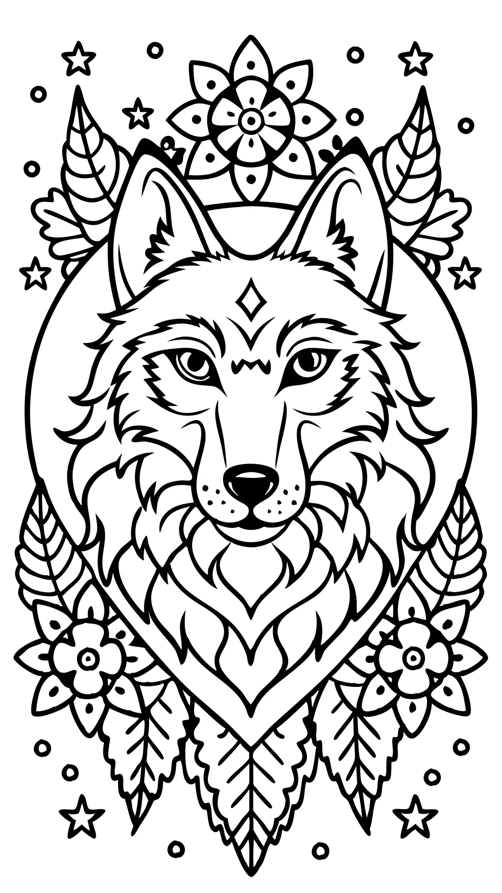 coloriages de loup pour adultes